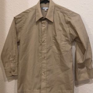 Boys button down tan shirt